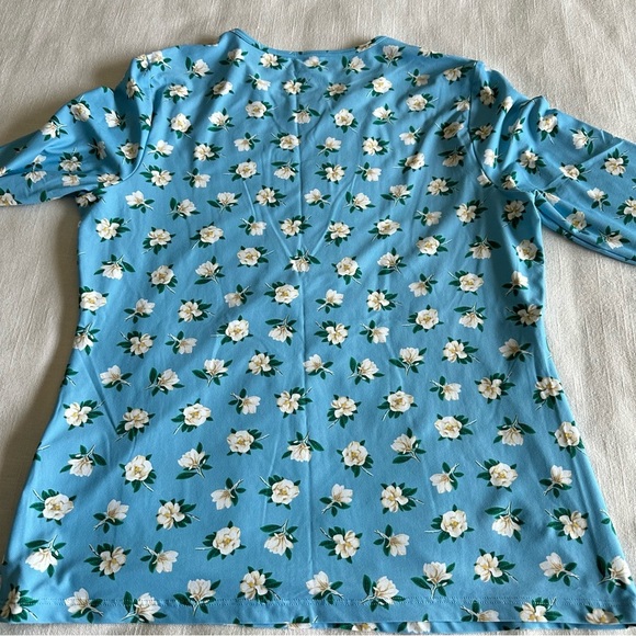 Draper James Lands End Shirt Set Womens M Blue Floral Long Sleeve Rash Guard Sun - Picture 3 of 11